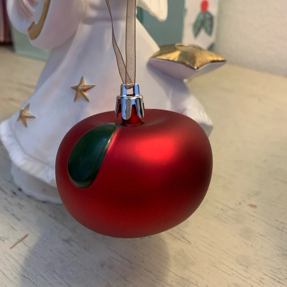 4 pc 🍎 IKEA Apple Christmas ornaments decorations in box holiday decor red fruit